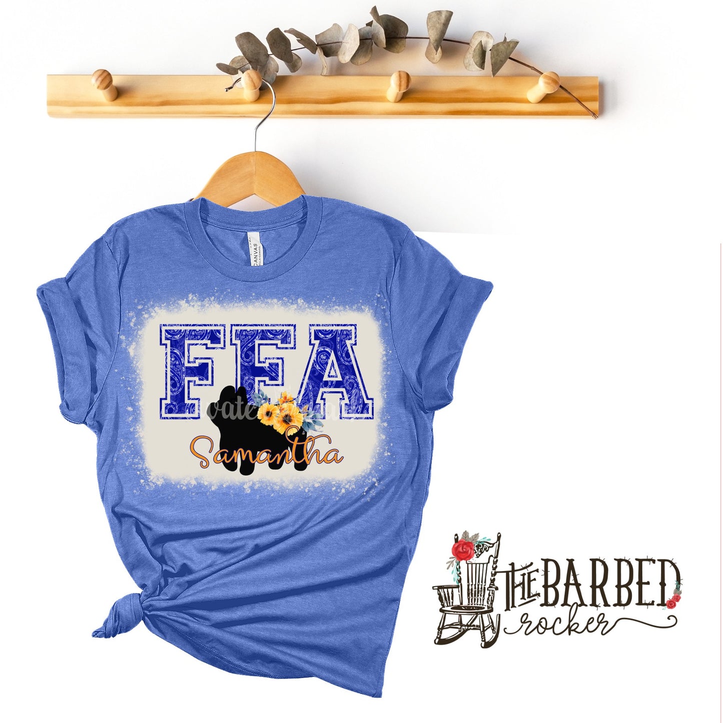 Youth Bleached Personalized FFA Pig Stockshow T-Shirt