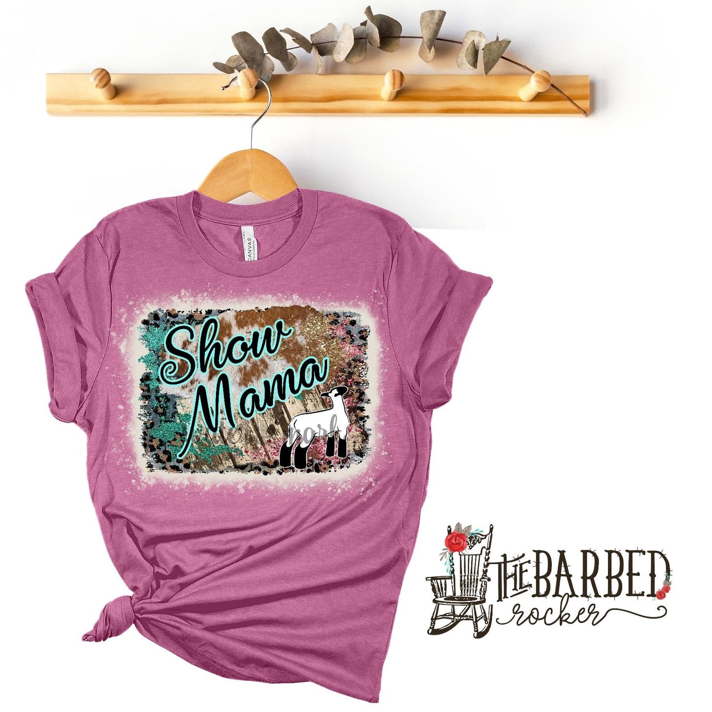 Bleached Turquoise Pink "Show Mom" Boar Goat Stockshow Show Girl T-Shirt