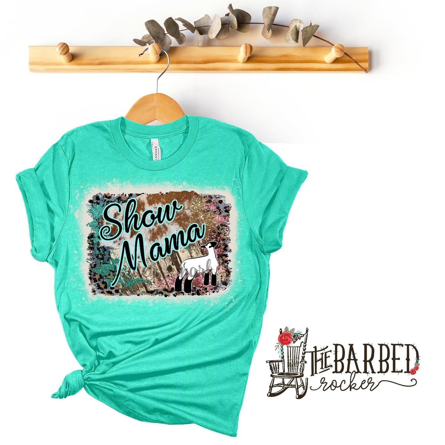 Bleached Turquoise Pink "Show Mom" Pig Stockshow Show Girl T-Shirt