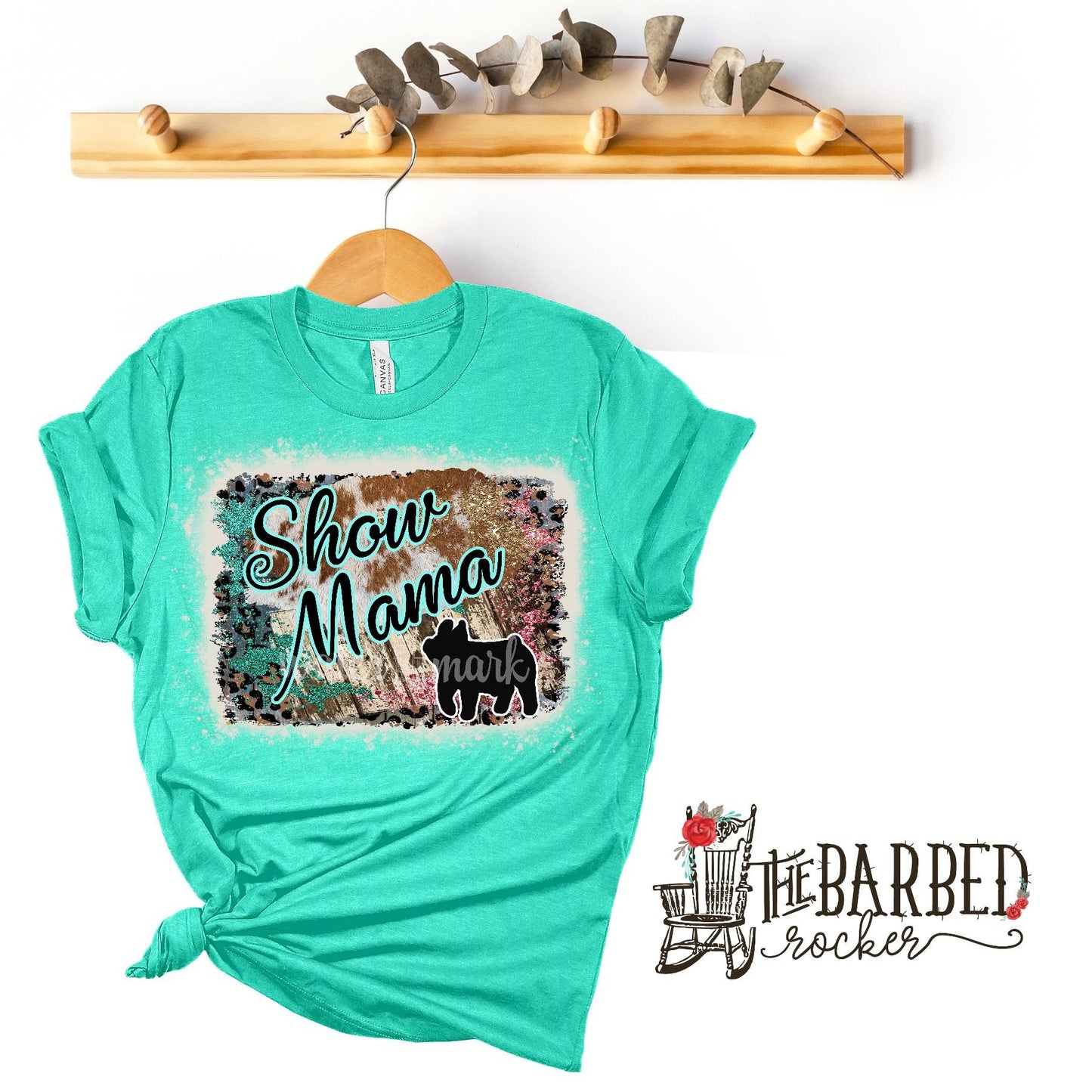 Bleached Turquoise Pink "Show Mom" Heifer Stockshow Show Girl T-Shirt