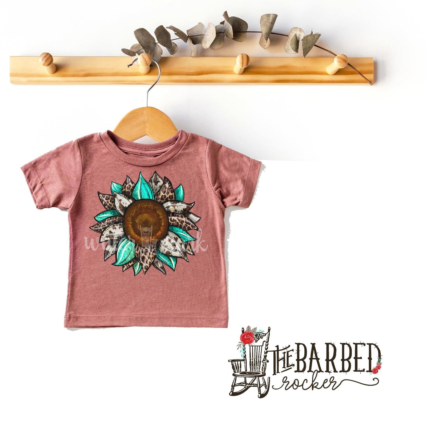 Toddler Cowhide Turquoise Sunflower T-Shirt
