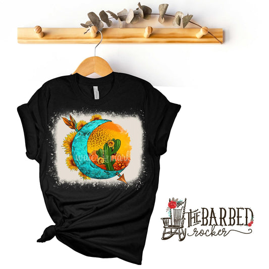 Bleached Desert Turquoise Cactus Moon Arrow T-Shirt