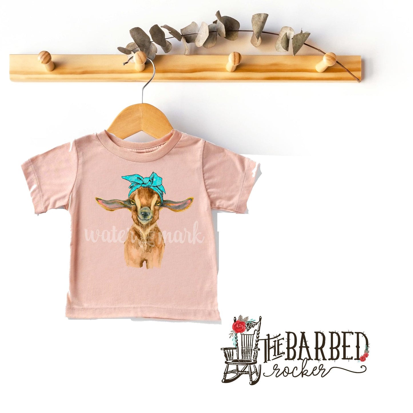 Toddler Goat with Turquoise Bandana Headband T-Shirt