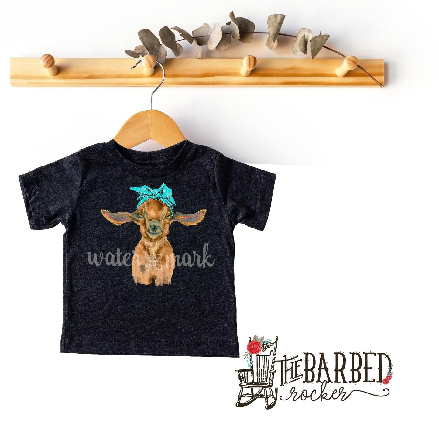 Infant Goat with Turquoise Bandana Headband T-Shirt