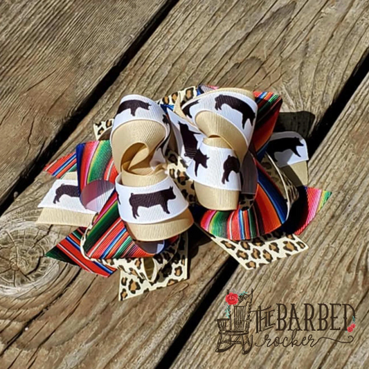 Over the Top Cheetah Serape Stockshow Pig Hairbow