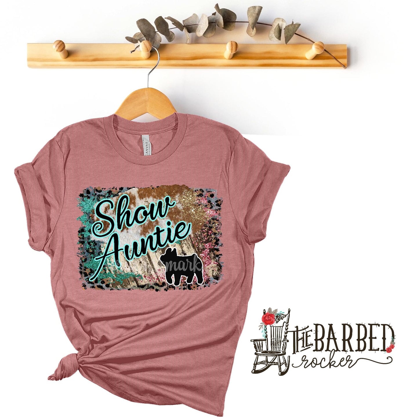Turquoise and Pink "Show Aunt" Stockshow T-Shirt