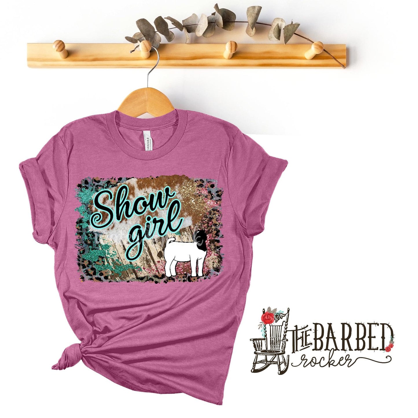 Youth Turquoise Pink "Show Girl" Boar Goat Stockshow Show Mom T-Shirt