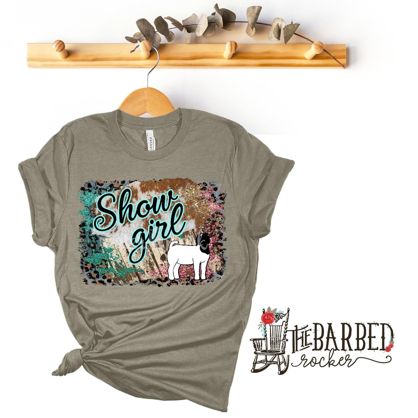 Youth Turquoise Pink "Show Girl" Boar Goat Stockshow Show Mom T-Shirt