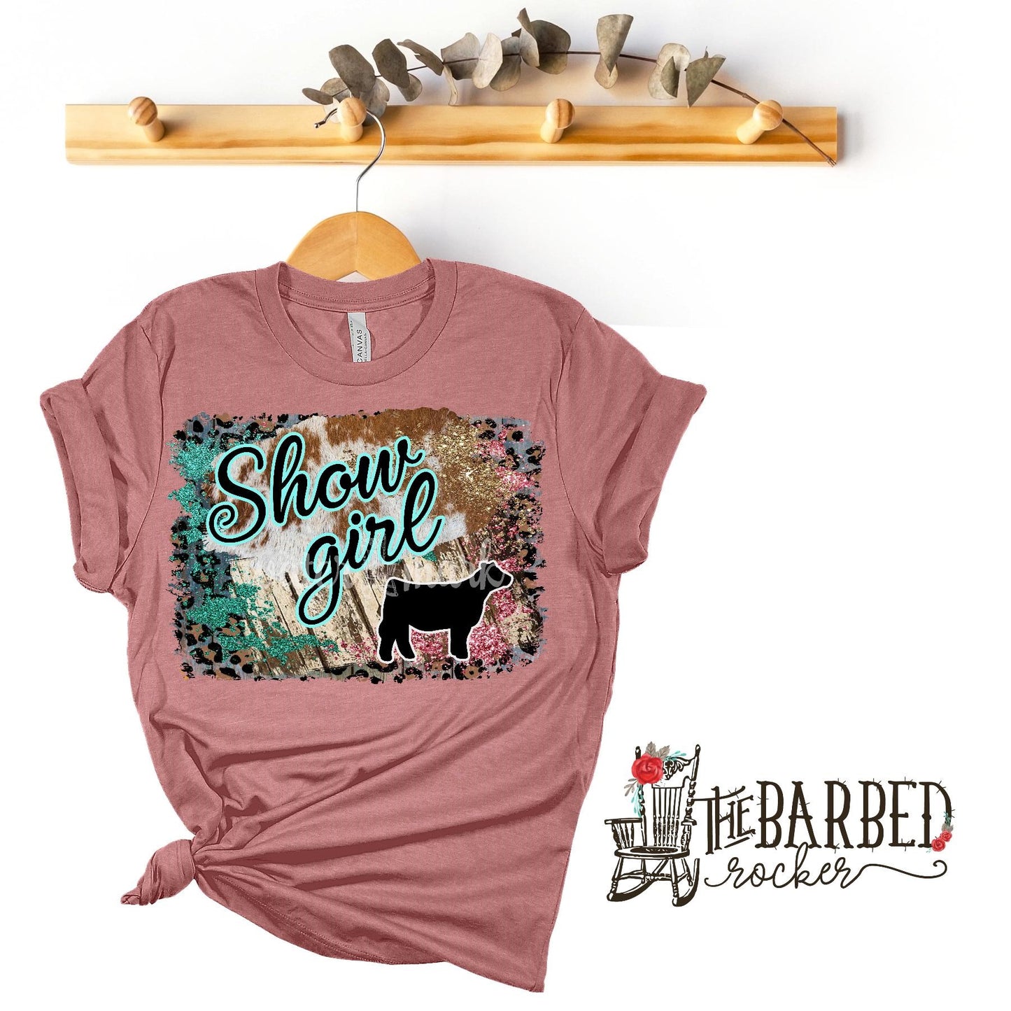 Youth Turquoise Pink "Show Girl" Heifer Stockshow Show Mom T-Shirt