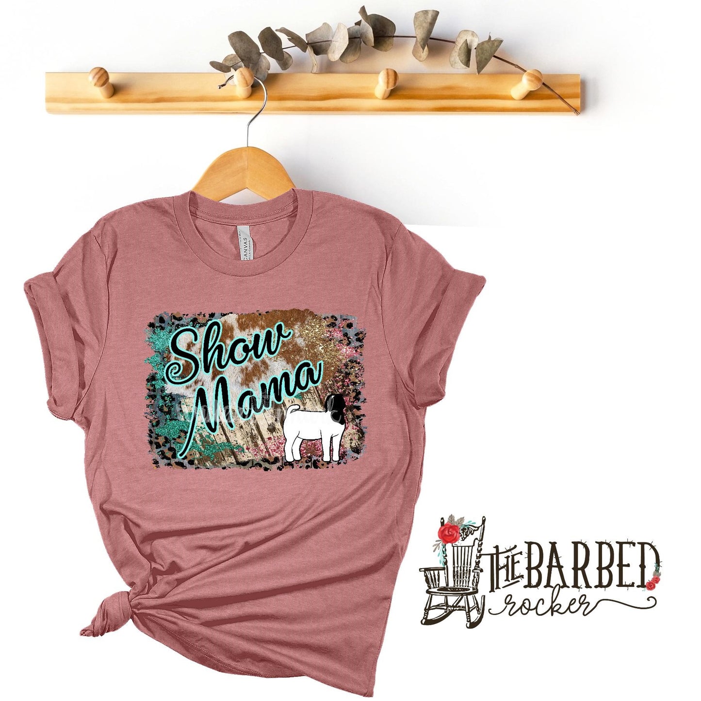 Turquoise and Pink "Show Mom Mamma Mama" Boer Goat Stockshow T-Shirt Show Girl