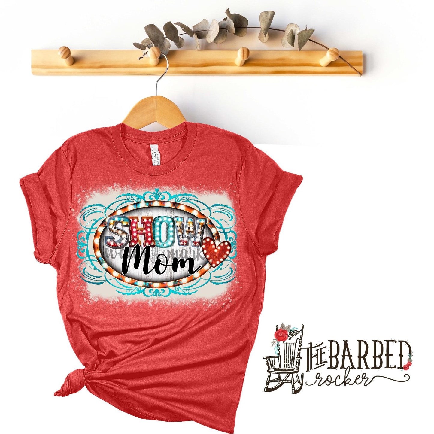 Bleached Red Turquoise Show Mom Stockshow T-Shirt