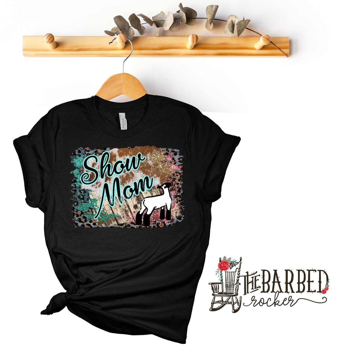 Turquoise and Pink "Show Mom Mamma Mama" Lamb Stockshow T-Shirt Show Girl